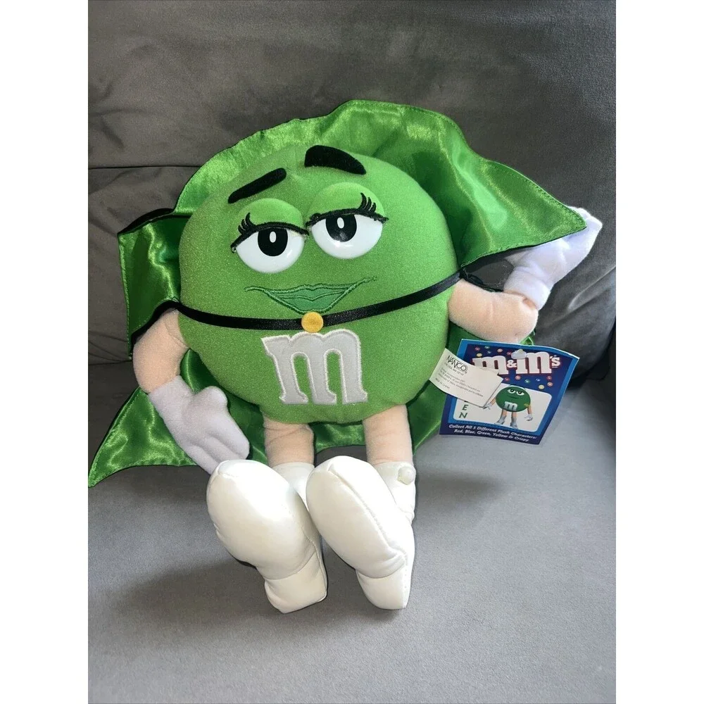 NWT 10” Nanco Green M&M’s Candy Super Hero Plush SATIN CAPE 2001